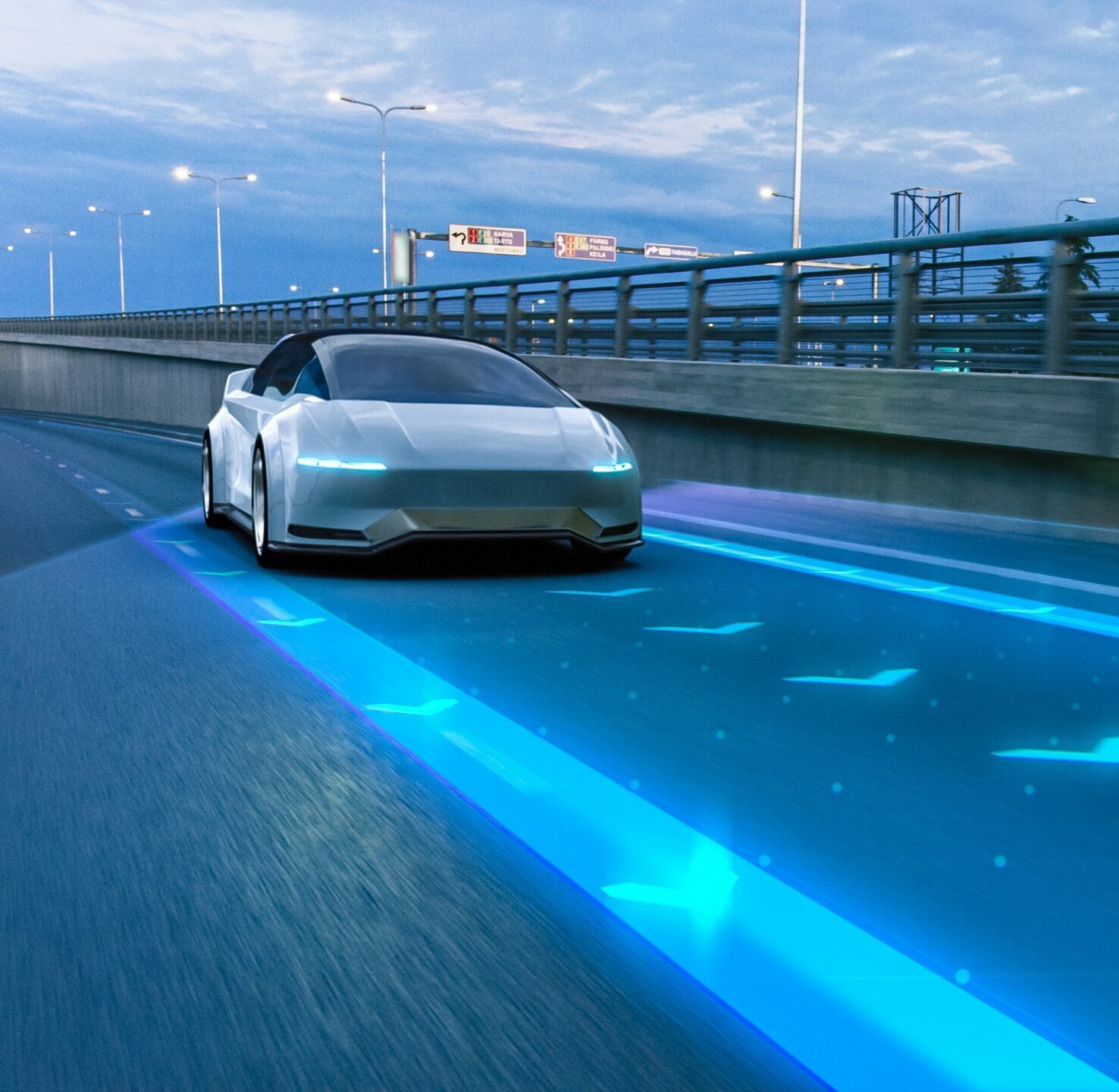 Autonomous Self-Driving 3D Car Moving Through City